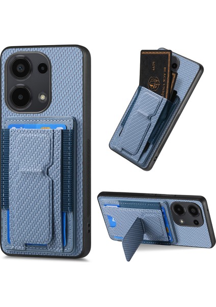 Xiaomi Redmi Note 13 Pro 4g Kılıf Kart Tutucu Deri Kaplama Telefon Kapağı-Mavi (Yurt Dışından)