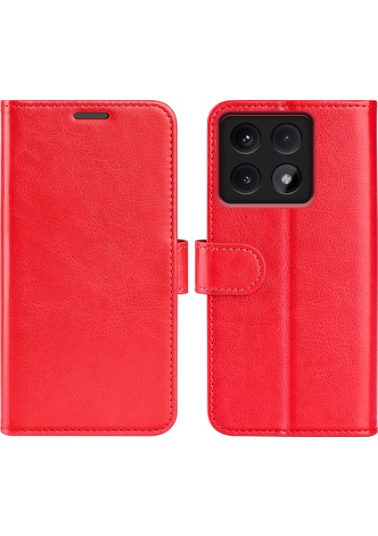 Xiaomi 14T Cüzdan Kılıfı Için Anti-Düşme Telefon Kılıfı Crazy Horse Doku Standı Deri Telefon Kapağı-Kırmızı (Yurt Dışından)
