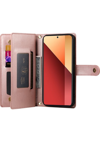 Xiaomi Redmi Note 13 Pro 4g Cüzdan Kılıfı Fermuarlı Deri Telefon Kapağı-Pembe Anti-Düşme Telefon Kılıfı (Yurt Dışından) fiyatları