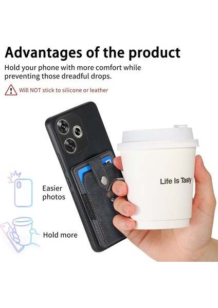 Anti-Düşen Telefon Kılıfı Için Xiaomi Poco F6 5g Retro Kılıf Halka Tutucu Kickstand Deri + Tpu Kaymaz Koruyucu Kapak Kart Yuvaları-Siyah (Yurt Dışından) indirimleri