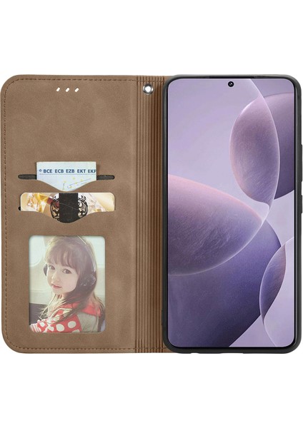 Anti-Düşme Telefon Kılıfı Xiaomi Poco F6 Pro 5g Kılıf Kart Yuvaları ile Cilt-Dokunmatik Deri Kapak-Kahverengi (Yurt Dışından) fiyatları