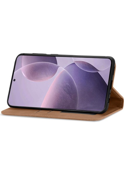 Anti-Düşme Telefon Kılıfı Xiaomi Poco F6 Pro 5g Kılıf Kart Yuvaları ile Cilt-Dokunmatik Deri Kapak-Kahverengi (Yurt Dışından) modelleri