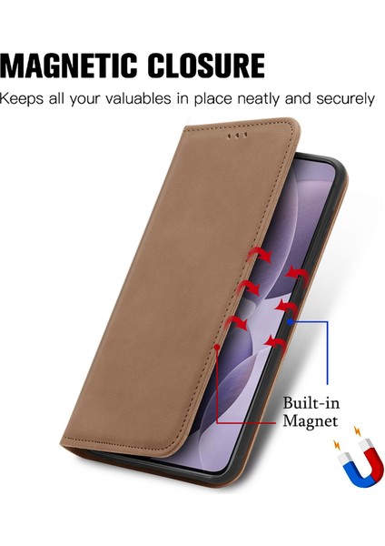 Anti-Düşme Telefon Kılıfı Xiaomi Poco F6 Pro 5g Kılıf Kart Yuvaları ile Cilt-Dokunmatik Deri Kapak-Kahverengi (Yurt Dışından) fırsatları