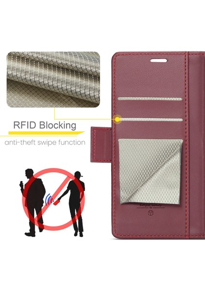 Anti-Düşen Telefon Kılıfı Xiaomi Redmi 13 5g/4g Durumda Rfıd Engelleme Parlak Stand Telefon Kapağı-Kırmızı (Yurt Dışından) indirimleri