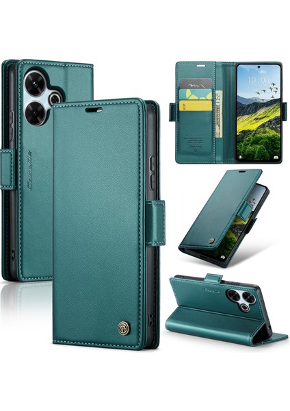 Anti-Düşen Telefon Kılıfı Xiaomi Redmi 13 5g/4g Durumda Rfıd Engelleme Parlak Stand Telefon Kapağı-Yeşil (Yurt Dışından)