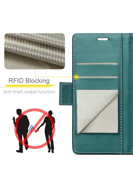 Anti-Düşen Telefon Kılıfı Xiaomi Redmi 13 5g/4g Durumda Rfıd Engelleme Parlak Stand Telefon Kapağı-Yeşil (Yurt Dışından) indirimleri