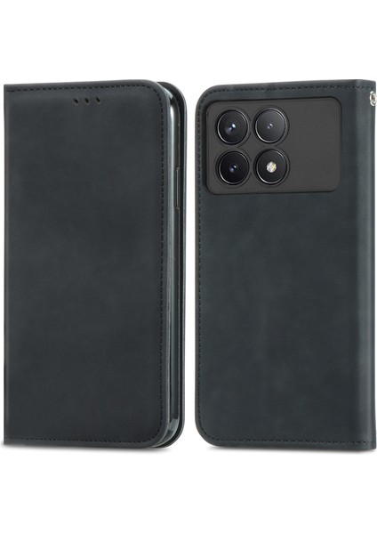 Anti-Düşme Telefon Kılıfı Için Xiaomi Poco F6 Pro 5g Kılıf Kart Yuvaları ile Cilt-Dokunmatik Deri Kapak-Siyah (Yurt Dışından)