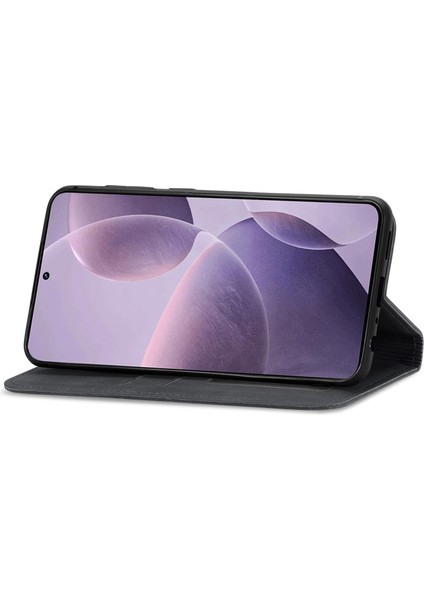Anti-Düşme Telefon Kılıfı Için Xiaomi Poco F6 Pro 5g Kılıf Kart Yuvaları ile Cilt-Dokunmatik Deri Kapak-Siyah (Yurt Dışından)