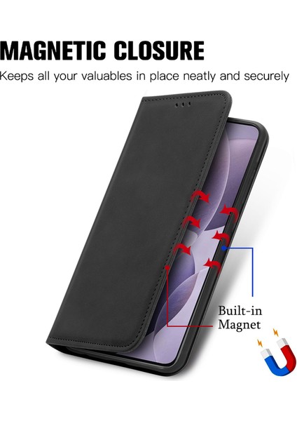 Anti-Düşme Telefon Kılıfı Için Xiaomi Poco F6 Pro 5g Kılıf Kart Yuvaları ile Cilt-Dokunmatik Deri Kapak-Siyah (Yurt Dışından)
