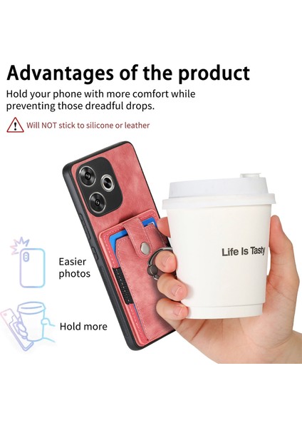 Anti-Düşen Telefon Kılıfı Için Xiaomi Poco F6 5g Retro Kılıf Halka Tutucu Kickstand Deri + Tpu Kaymaz Koruyucu Kapak Kart Yuvaları-Pembe (Yurt Dışından) indirimleri