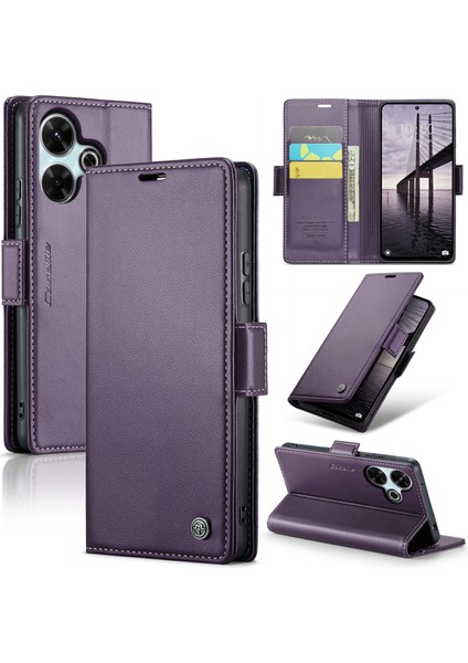 Anti-Düşen Telefon Kılıfı Xiaomi Redmi 13 5g/4g Durumda Rfıd Engelleme Parlak Stand Telefon Kapağı-Mor (Yurt Dışından)