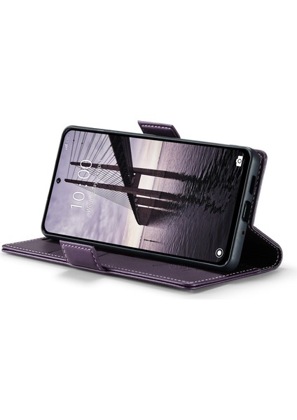 Anti-Düşen Telefon Kılıfı Xiaomi Redmi 13 5g/4g Durumda Rfıd Engelleme Parlak Stand Telefon Kapağı-Mor (Yurt Dışından) modelleri