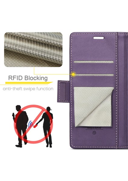 Anti-Düşen Telefon Kılıfı Xiaomi Redmi 13 5g/4g Durumda Rfıd Engelleme Parlak Stand Telefon Kapağı-Mor (Yurt Dışından) indirimleri