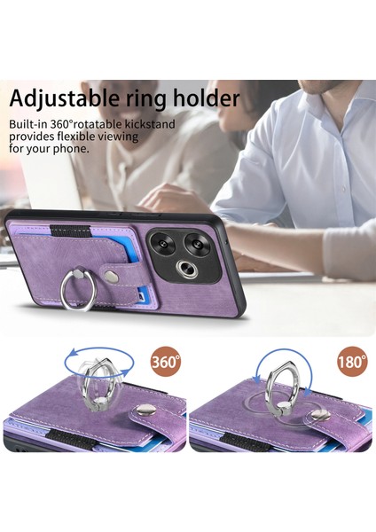 Anti-Düşen Telefon Kılıfı Için Xiaomi Poco F6 5g Retro Kılıf Halka Tutucu Kickstand Deri + Tpu Kaymaz Koruyucu Kapak Kart Yuvaları-Mor (Yurt Dışından) fırsatları