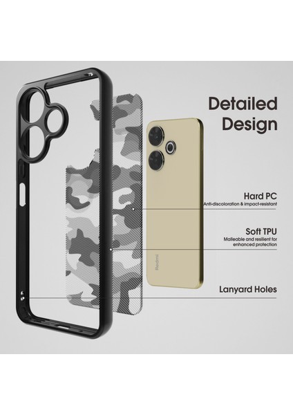 Anti-Düşen Telefon Kılıfı Xiaomi Redmi 13 5g/4g Durumda Hibrit 2 In 1 Yumuşak Tpu Sert Pc Telefon Kapağı-Mat Siyah (Yurt Dışından) fiyatları