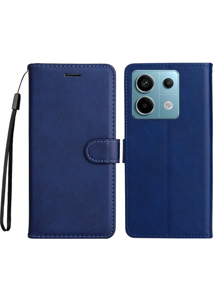 Anti-Düşen Telefon Kılıfı Deri Serisi Xiaomi Poco X6 5g Kılıf Halkalı Telefon Kılıfı Kapak Kart Tutucu Para Kese-Mavi (Yurt Dışından)