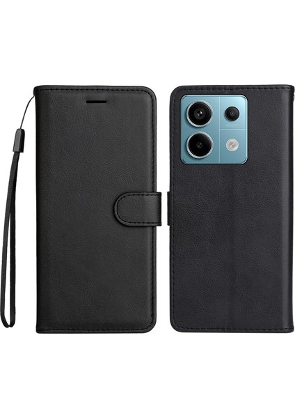 Anti-Düşen Telefon Kılıfı Deri Serisi Xiaomi Poco X6 5g Kılıf Halkalı Telefon Kılıfı Kapak Kart Tutucu Para Kılıfı-Siyah (Yurt Dışından)