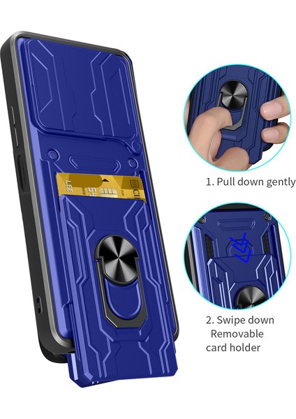 Anti-Düşen Telefon Kılıfı Xiaomi Redmi 13 4g/5g Kılıf Pc + Tpu Kickstand Telefon Arka Kapak Kamera Kaydırıcı-Safir (Yurt Dışından) fırsatları