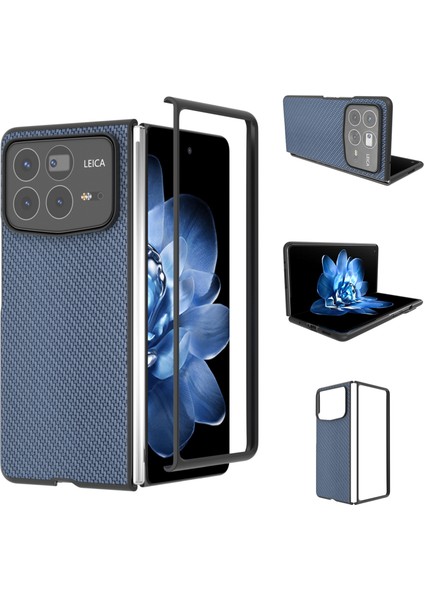Anti-Düşen Telefon Kılıfı Için Xiaomi Mix Fold 4 5g Durumda Karbon Fiber Doku Pu + Pc Telefon Kapağı-Bebek Mavisi (Yurt Dışından)