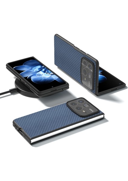 Anti-Düşen Telefon Kılıfı Için Xiaomi Mix Fold 4 5g Durumda Karbon Fiber Doku Pu + Pc Telefon Kapağı-Bebek Mavisi (Yurt Dışından) indirimleri
