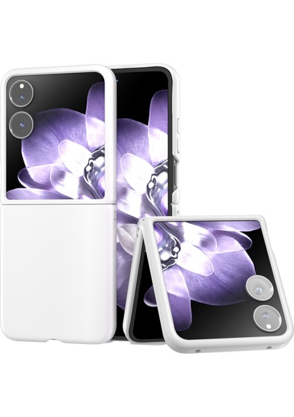 Anti-Düşen Telefon Kılıfı Için Xiaomi Mix Flip 5g Kılıf Sert Pc Koruyucu Telefon Kapak Cilt Dokunmatik Duygu-Beyaz (Yurt Dışından)