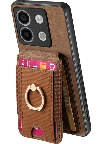 Anti-Düşen Telefon Kılıfı Için Xiaomi Redmi Not 13 Pro 5g Durumda Dikey Çevirme Kart Tutucu Halka Tutucu Kickstand Anti-Düşme Kapak-Kahverengi (Yurt Dışından) fırsatları