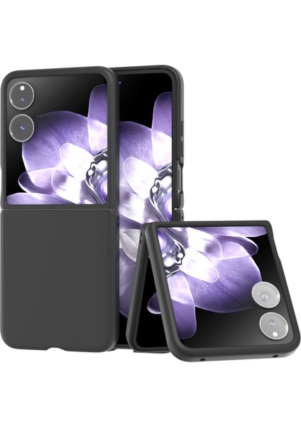 Anti-Düşen Telefon Kılıfı Için Xiaomi Mix Flip 5g Kılıf Sert Pc Koruyucu Telefon Kapak Cilt Dokunmatik Duygu-Siyah (Yurt Dışından)