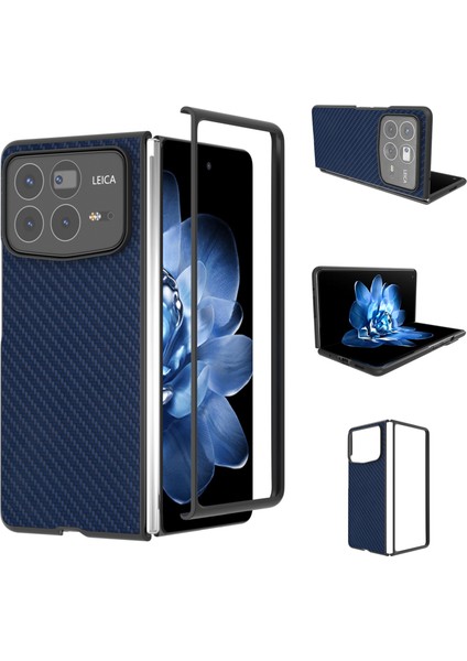 Anti-Düşen Telefon Kılıfı Için Xiaomi Mix Fold 4 5g Durumda Karbon Fiber Doku Pu + Pc Telefon Kapağı-Mavi (Yurt Dışından)