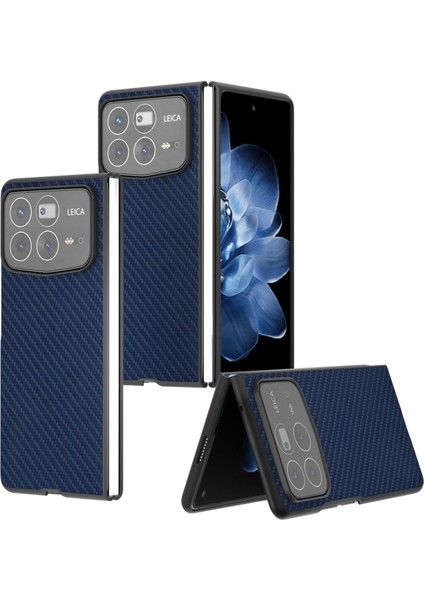 Anti-Düşen Telefon Kılıfı Için Xiaomi Mix Fold 4 5g Durumda Karbon Fiber Doku Pu + Pc Telefon Kapağı-Mavi (Yurt Dışından) modelleri