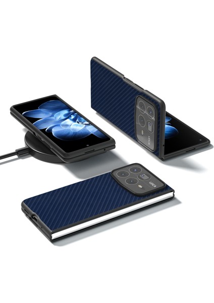 Anti-Düşen Telefon Kılıfı Için Xiaomi Mix Fold 4 5g Durumda Karbon Fiber Doku Pu + Pc Telefon Kapağı-Mavi (Yurt Dışından) indirimleri