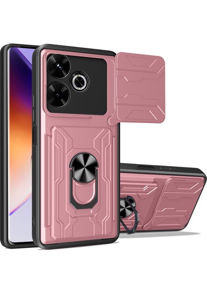 Anti-Düşen Telefon Kılıfı Xiaomi Redmi 13 4g/5g Kılıf Pc + Tpu Kickstand Telefon Arka Kapak Kamera Kaydırıcı Ile-Gül Altın (Yurt Dışından)