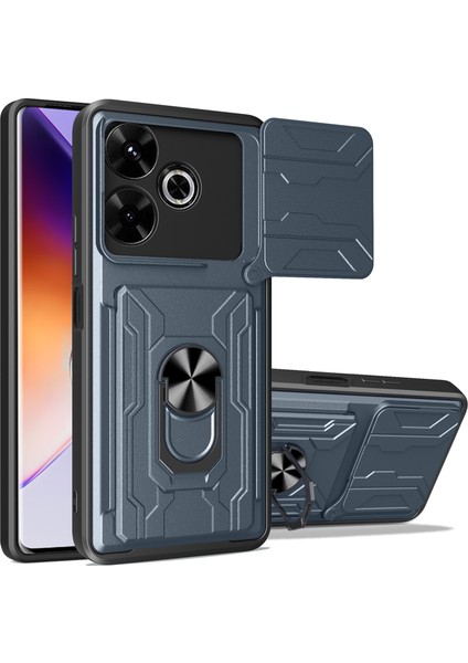 Anti-Düşen Telefon Kılıfı Xiaomi Redmi 13 4g/5g Kılıf Pc + Tpu Kickstand Telefon Arka Kapak Kamera Kaydırıcı Ile-Titanyum Gri (Yurt Dışından)