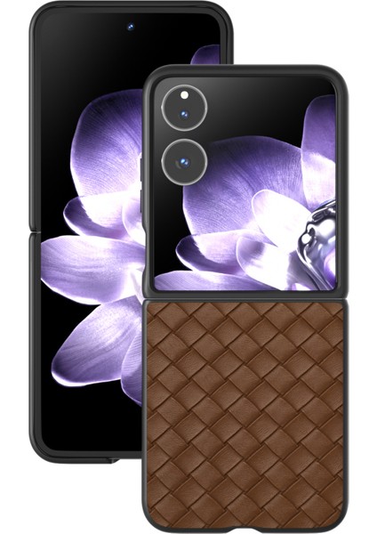 Anti-Düşen Telefon Kılıfı Için Xiaomi Mix Flip 5g Kılıf Dokuma Doku Pu Deri Kaplamalı Pc Cep Telefonu Kapağı-Kahverengi (Yurt Dışından) fiyatları