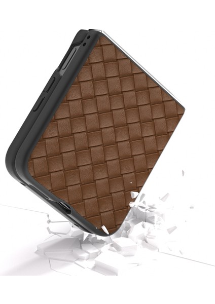 Anti-Düşen Telefon Kılıfı Için Xiaomi Mix Flip 5g Kılıf Dokuma Doku Pu Deri Kaplamalı Pc Cep Telefonu Kapağı-Kahverengi (Yurt Dışından) fırsatları