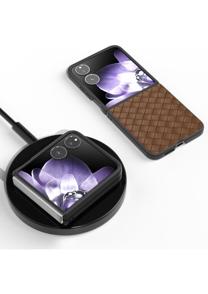 Anti-Düşen Telefon Kılıfı Için Xiaomi Mix Flip 5g Kılıf Dokuma Doku Pu Deri Kaplamalı Pc Cep Telefonu Kapağı-Kahverengi (Yurt Dışından) indirimleri