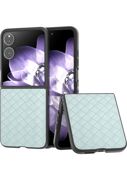 Anti-Düşen Telefon Kılıfı Için Xiaomi Mix Flip 5g Kılıf Dokuma Doku Pu Deri Kaplamalı Pc Cep Telefonu Kapağı-Açık Yeşil (Yurt Dışından)