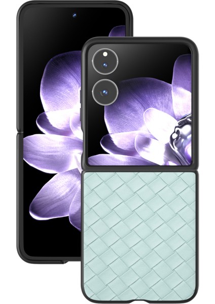 Anti-Düşen Telefon Kılıfı Için Xiaomi Mix Flip 5g Kılıf Dokuma Doku Pu Deri Kaplamalı Pc Cep Telefonu Kapağı-Açık Yeşil (Yurt Dışından) fiyatları