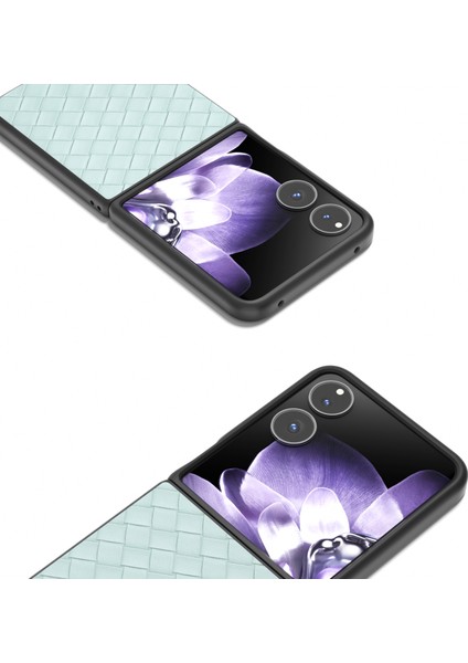 Anti-Düşen Telefon Kılıfı Için Xiaomi Mix Flip 5g Kılıf Dokuma Doku Pu Deri Kaplamalı Pc Cep Telefonu Kapağı-Açık Yeşil (Yurt Dışından) modelleri