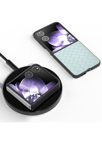 Anti-Düşen Telefon Kılıfı Için Xiaomi Mix Flip 5g Kılıf Dokuma Doku Pu Deri Kaplamalı Pc Cep Telefonu Kapağı-Açık Yeşil (Yurt Dışından) indirimleri