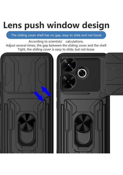 Anti-Düşen Telefon Kılıfı Xiaomi Redmi 13 4g/5g Kılıf Pc + Tpu Kickstand Telefon Arka Kapak Kamera Kaydırıcı Ile-Siyahımsı Yeşil (Yurt Dışından) indirimleri