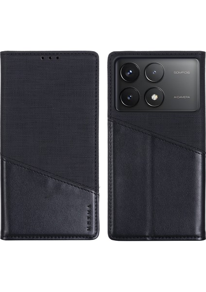 Anti-Düşen Telefon Kılıfı Xiaomi Poco F6 Pro 5g Kılıf Cüzdan Deri Telefon Kapağı Rfıd Engelleme-Siyah (Yurt Dışından)