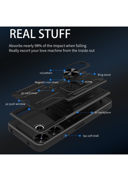 Anti-Düşen Telefon Kılıfı Xiaomi Redmi 13 4g/5g Kılıf Pc + Tpu Kickstand Telefon Arka Kapak ile Kamera Kaydırıcı-Beyaz (Yurt Dışından) fiyatları