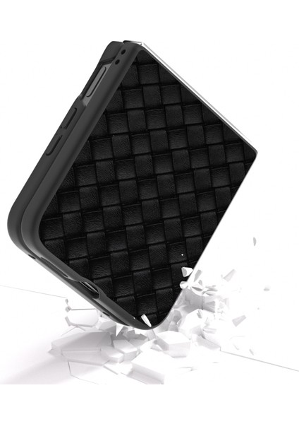 Anti-Düşen Telefon Kılıfı Için Xiaomi Mix Flip 5g Kılıf Dokuma Doku Pu Deri Kaplamalı Pc Cep Telefonu Kapağı-Siyah (Yurt Dışından) fırsatları