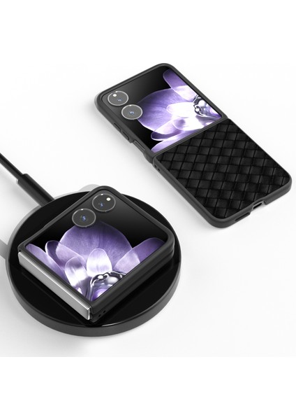 Anti-Düşen Telefon Kılıfı Için Xiaomi Mix Flip 5g Kılıf Dokuma Doku Pu Deri Kaplamalı Pc Cep Telefonu Kapağı-Siyah (Yurt Dışından) indirimleri