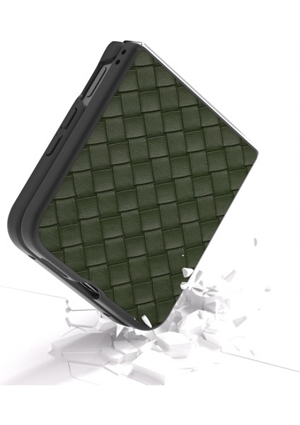 Anti-Düşen Telefon Kılıfı Için Xiaomi Mix Flip 5g Kılıf Dokuma Doku Pu Deri Kaplamalı Pc Cep Telefonu Kapağı-Yeşil (Yurt Dışından) fırsatları