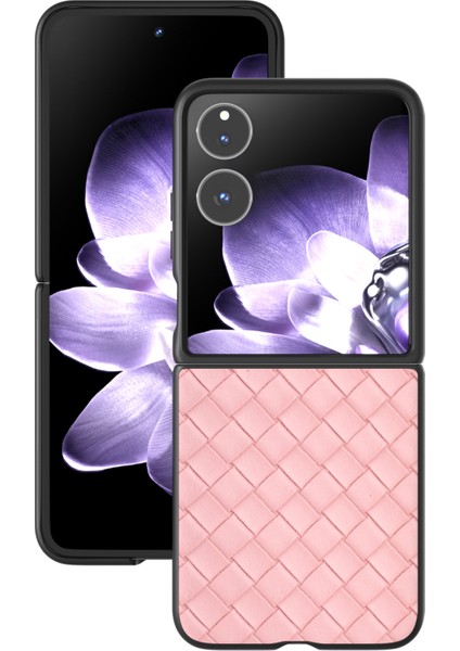 Anti-Düşen Telefon Kılıfı Için Xiaomi Mix Flip 5g Kılıf Dokuma Doku Pu Deri Kaplamalı Pc Cep Telefonu Kapağı-Pembe (Yurt Dışından) fiyatları