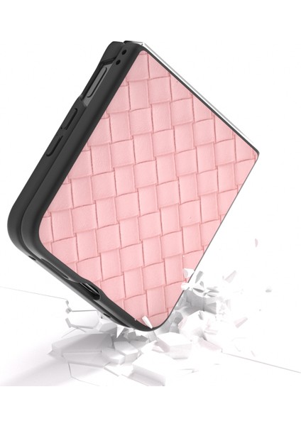 Anti-Düşen Telefon Kılıfı Için Xiaomi Mix Flip 5g Kılıf Dokuma Doku Pu Deri Kaplamalı Pc Cep Telefonu Kapağı-Pembe (Yurt Dışından) fırsatları