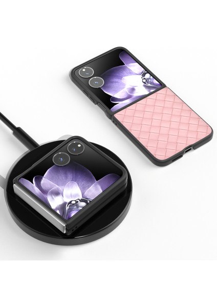 Anti-Düşen Telefon Kılıfı Için Xiaomi Mix Flip 5g Kılıf Dokuma Doku Pu Deri Kaplamalı Pc Cep Telefonu Kapağı-Pembe (Yurt Dışından) indirimleri