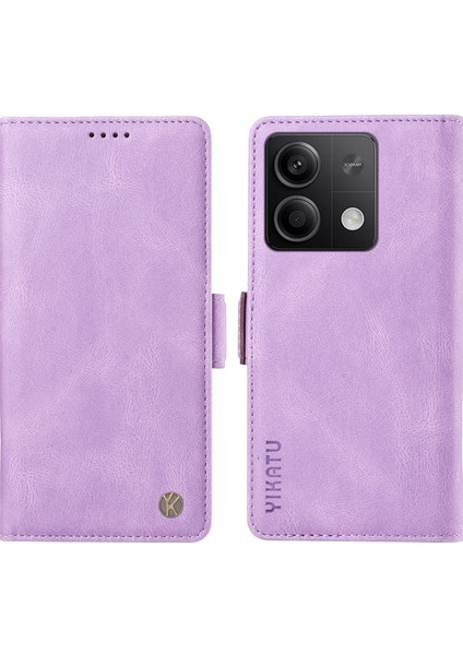 Anti-Düşen Telefon Kılıfı Için Xiaomi Poco X6 5g Kılıf Pu Deri Cüzdan Telefon Kapak Cilt Dokunmatik Duygu-Mor (Yurt Dışından)