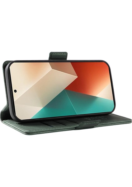 Anti-Düşen Telefon Kılıfı Için Xiaomi Poco X6 5g Kılıf Pu Deri Cüzdan Telefon Kapak Cilt Dokunmatik Duygu-Yeşil (Yurt Dışından) modelleri